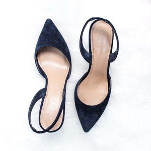 Navy Saks Fifth Avenue slingbacks